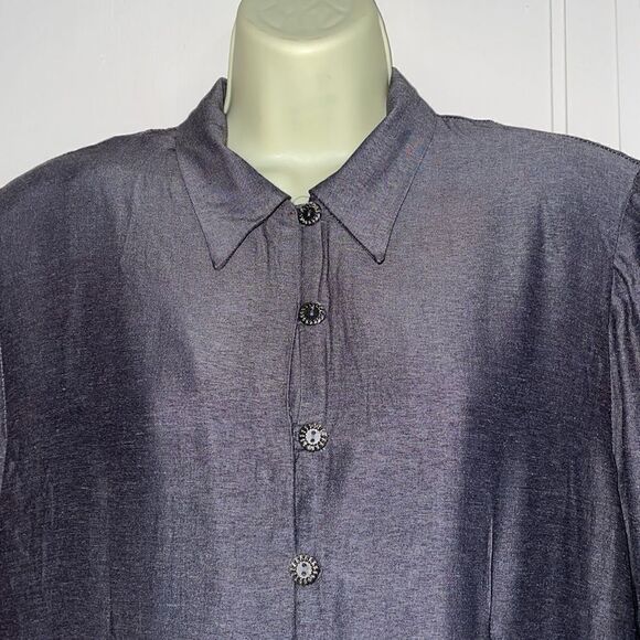 Vtg 80s Jennifer Jeffries long gray thin jacket with side slits - Picture 4 of 12